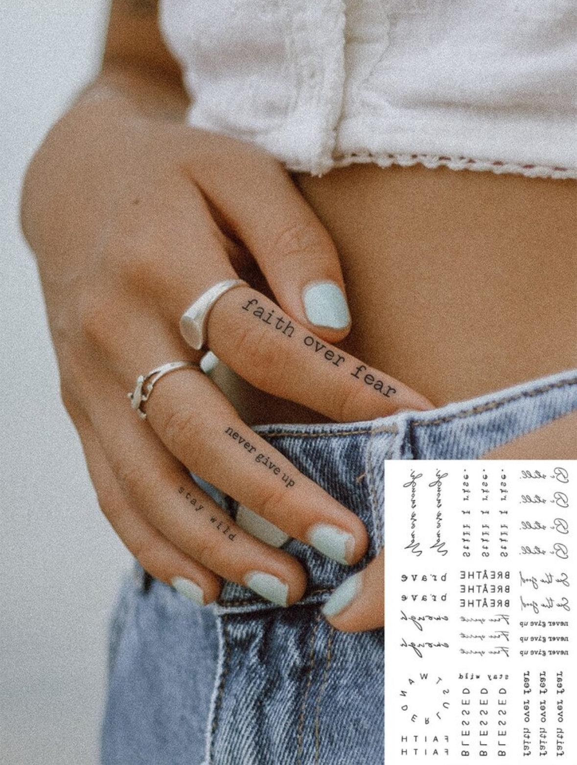 Tatouages Temporaires Minimalistes - Pack de Citations Inspirantes