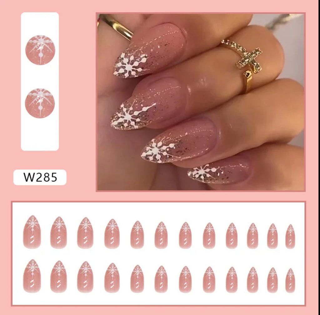 Faux Ongles Motif Neige