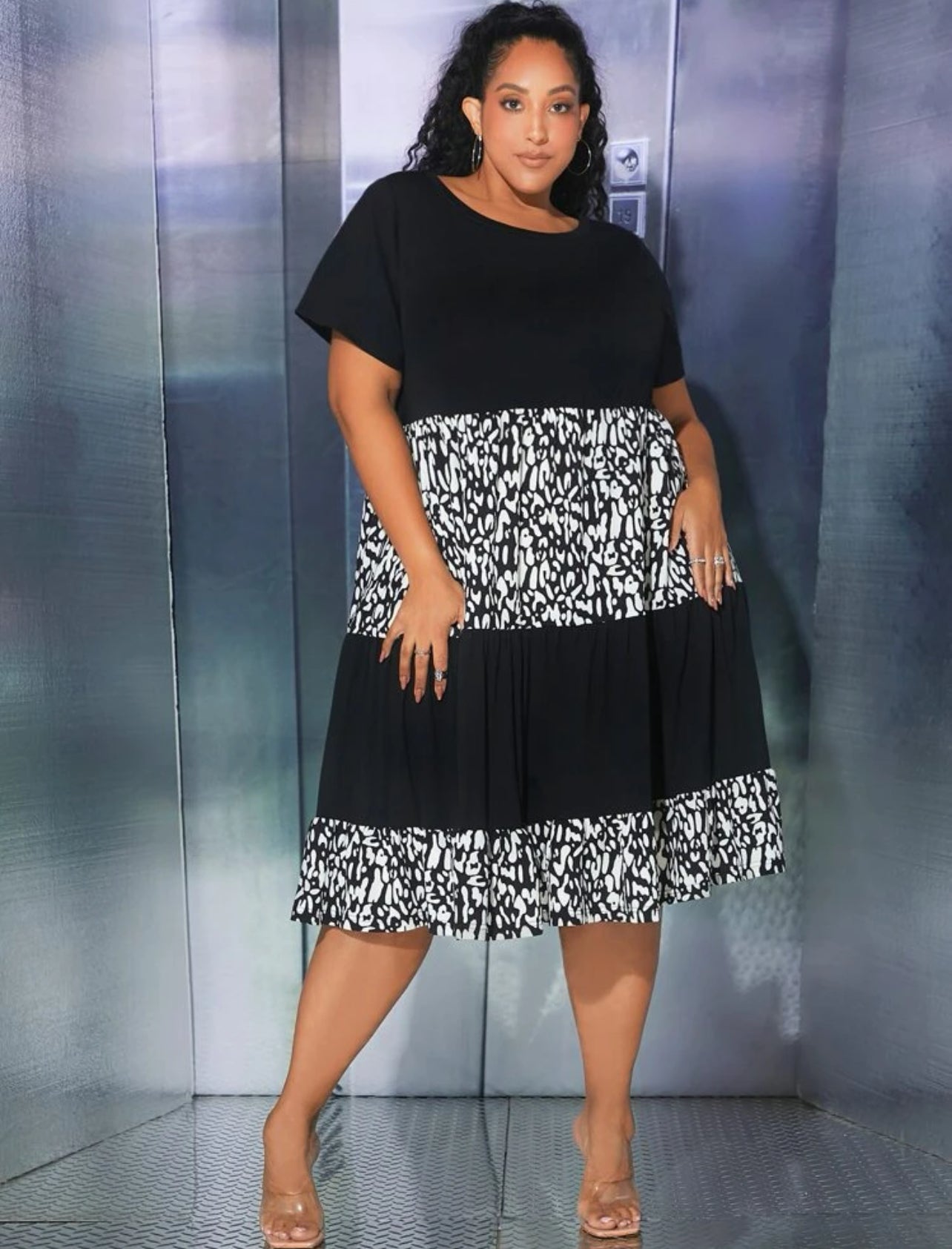 Robe à imprimé graphique à volants