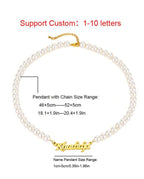 Collier de perles en acier inoxydable avec lettre de nom personnalisée