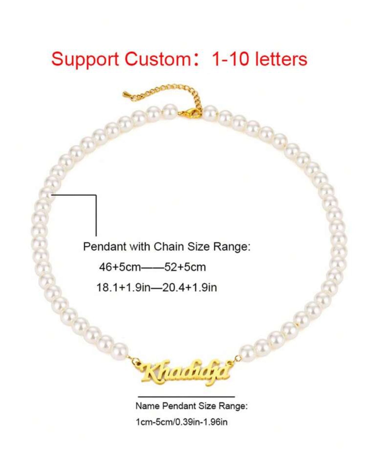 Collier de perles en acier inoxydable avec lettre de nom personnalisée