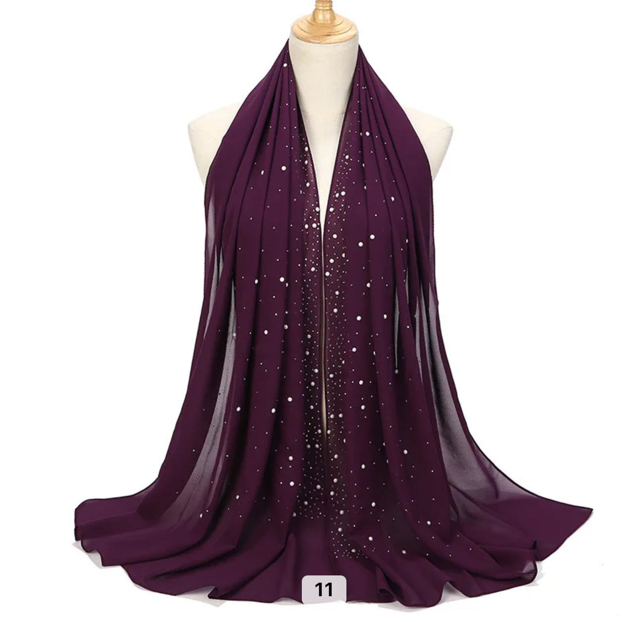 Hijab Mousseline de Soie avec perles