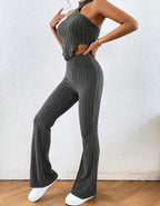 Ensemble Haut Et Pantalon Dos Nu À Ourlet Asymétrique