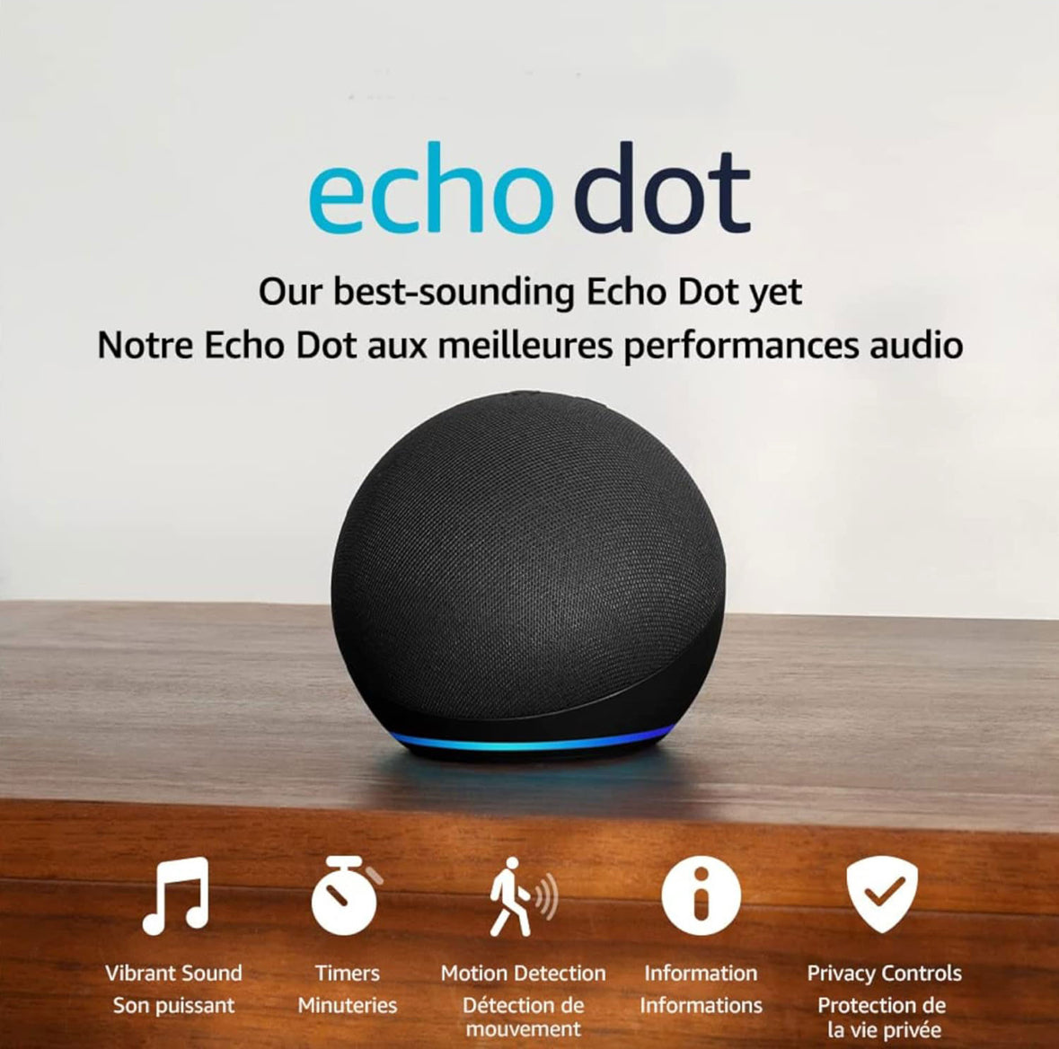 Haut-parleur intelligent Echo Dot d'Amazon (5e génération) avec Alexa - Anthracite