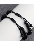 Bracelet de couple en perle avec date gravable