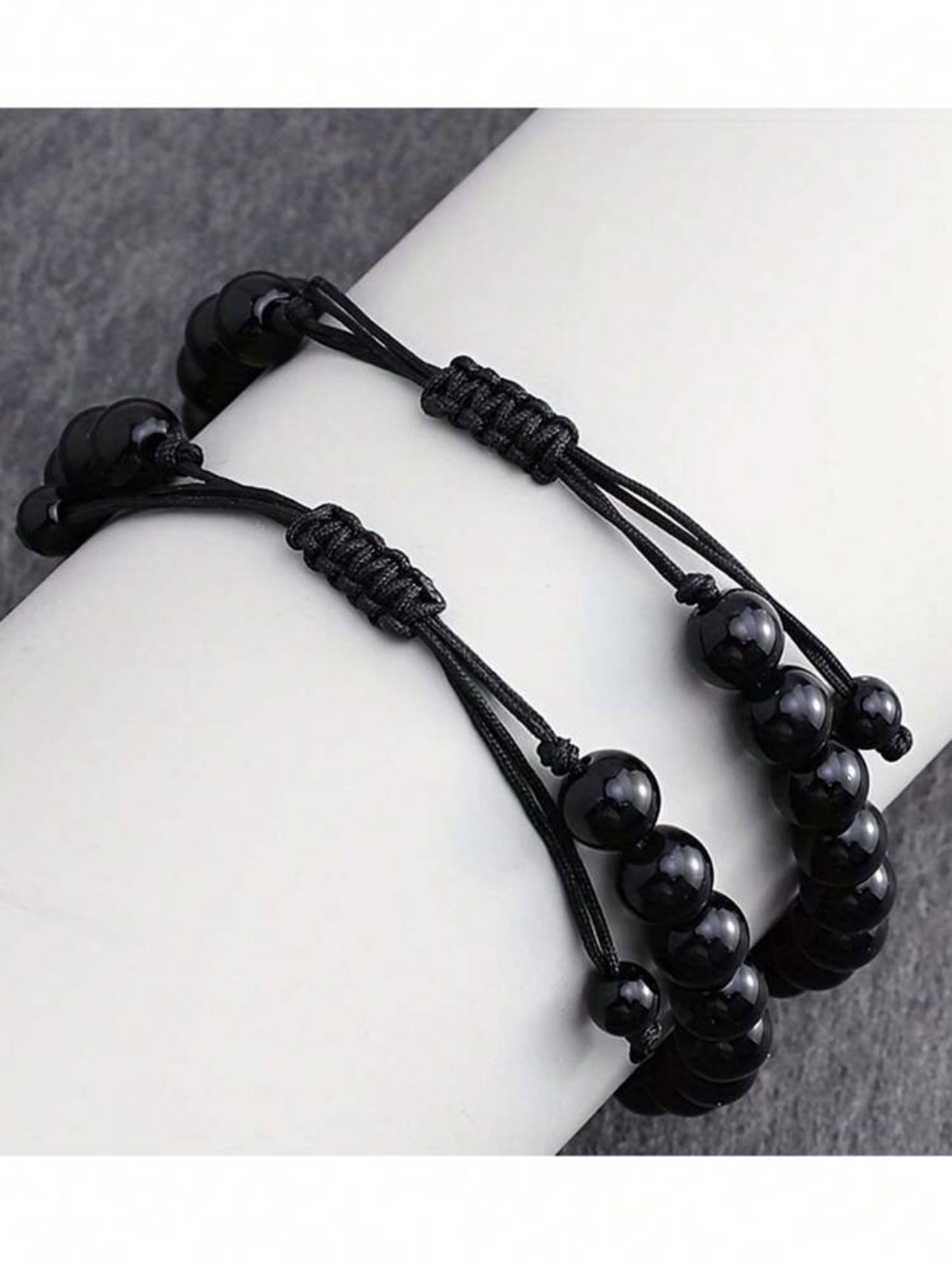 Bracelet de couple en perle avec date gravable