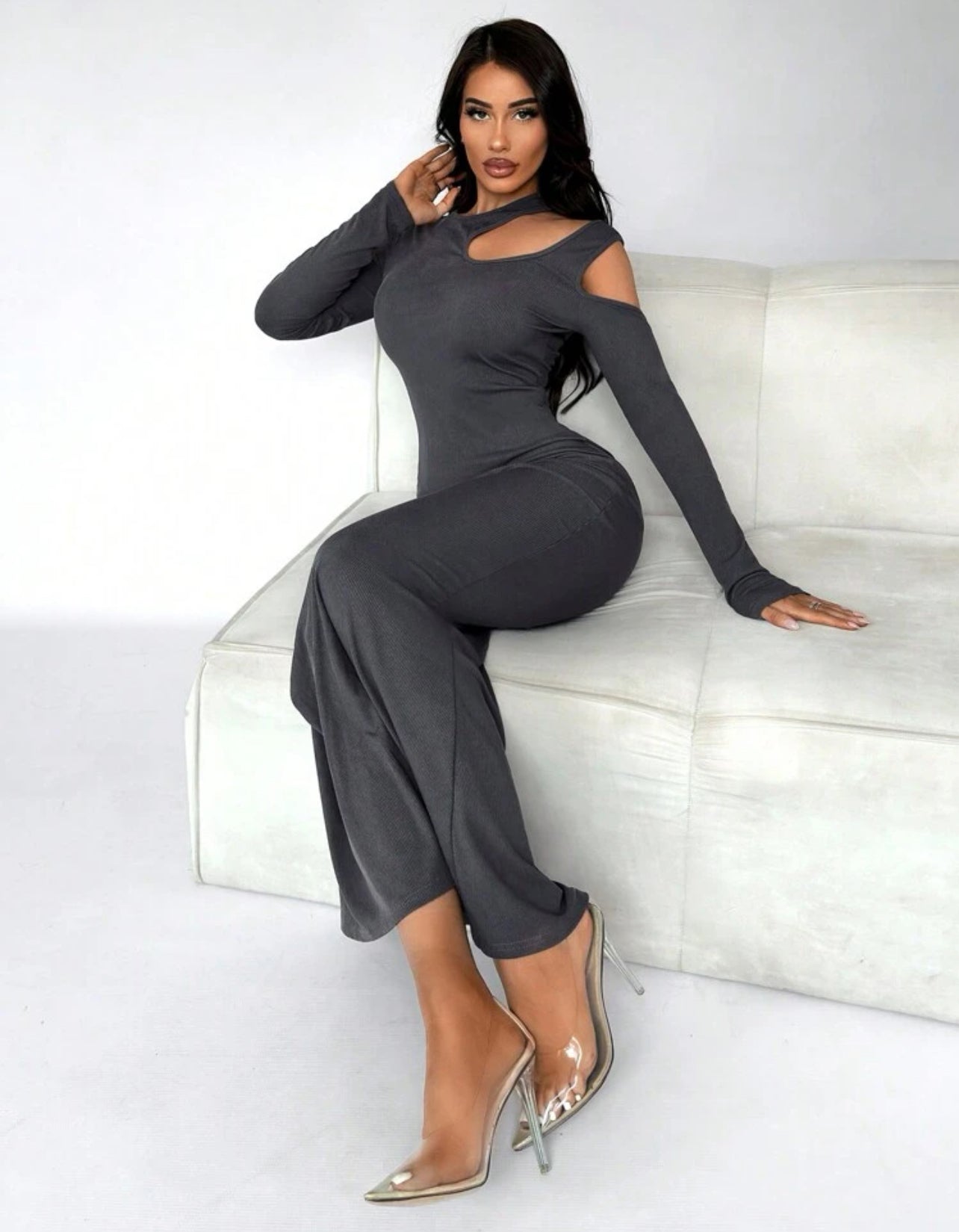 Robe À Queue De Poisson Asymétrique À Épaules Dénudées Et Ourlet Creux Pour Femme