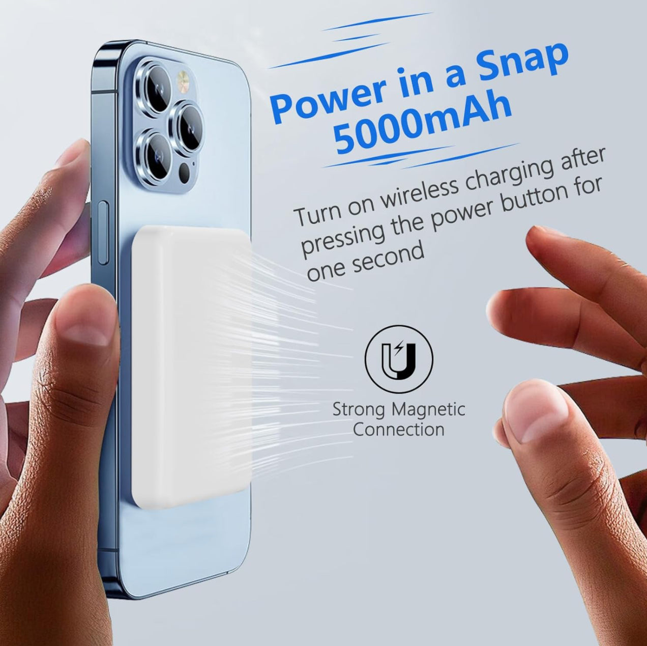 Power Bank magnétique sans fil 5000mAh 5V Chargeur portable pour smartphone