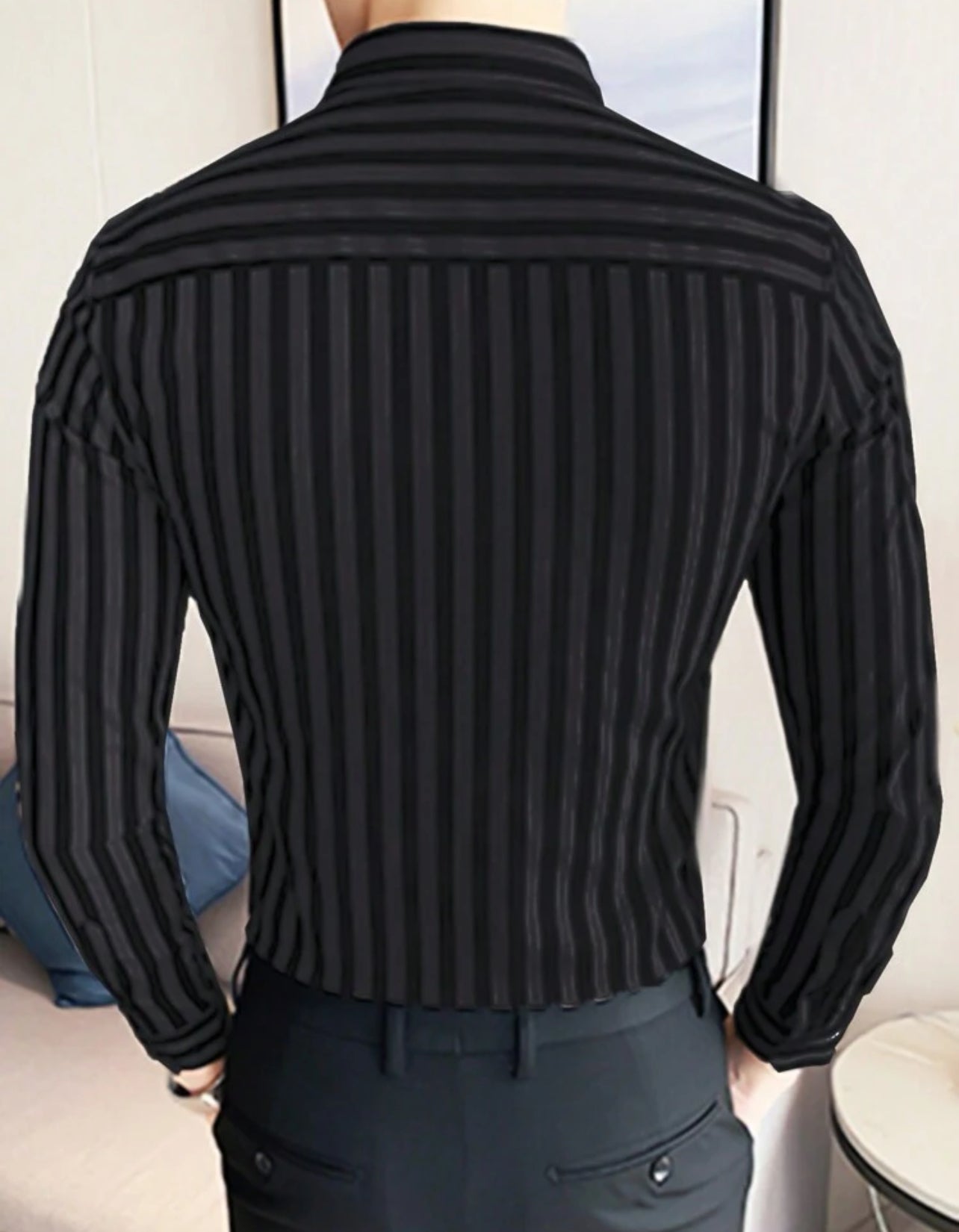 Manfinity Mode Chemise Rayée À Manches Longues Pour Hommes