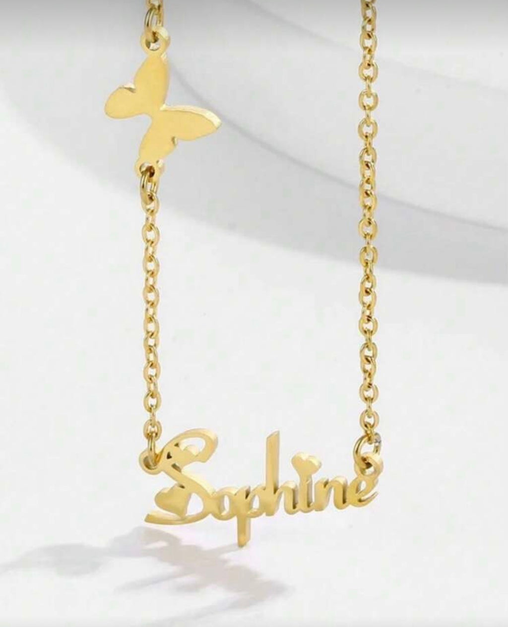 Personalized Butterfly Heart Necklace