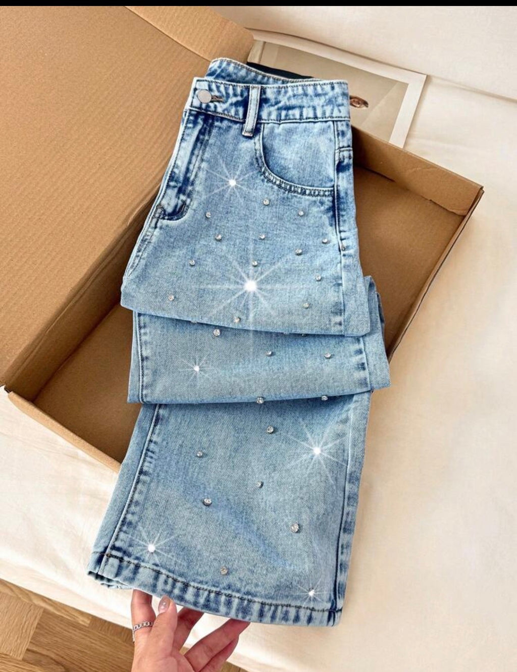 Jean Large Femme à Strass – Coupe Wide Leg