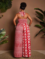 Ensemble "XOXO" Rouge Passion – Coupe Halter & Imprimé Graphique