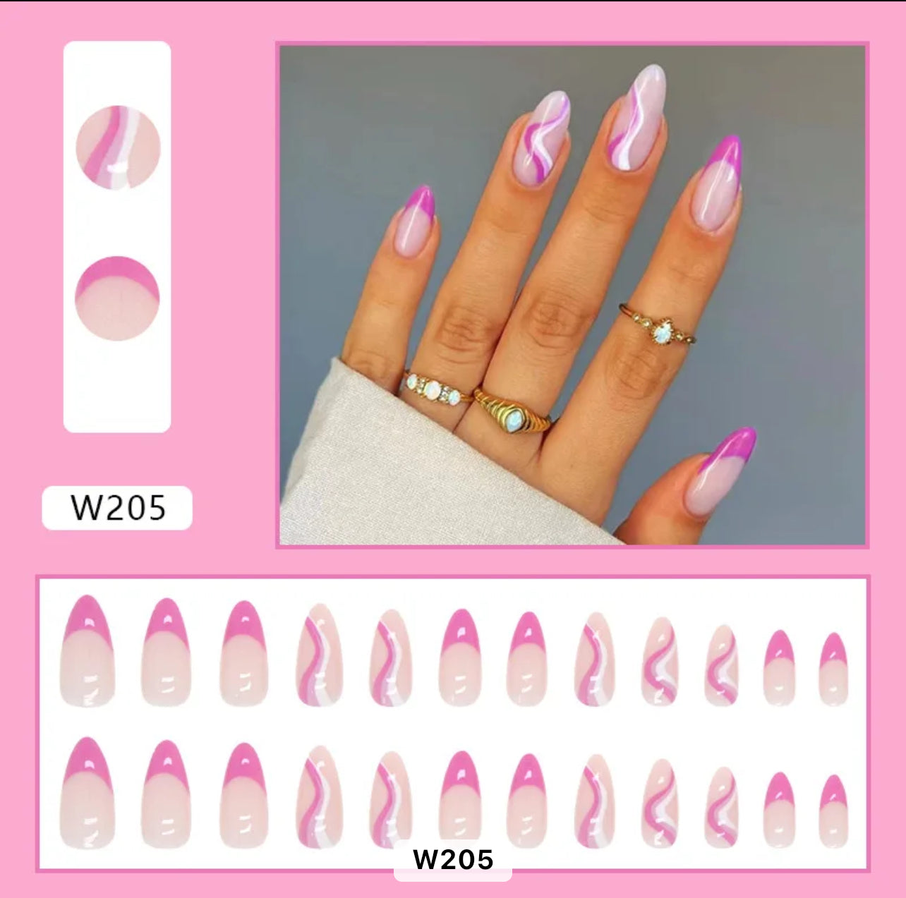 Press on nails 24 pcs faux ongles