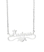 Collier personnalisé en forme d'aile avec nom personnalisé, avec chaîne à pendentif au choix en acier inoxydable