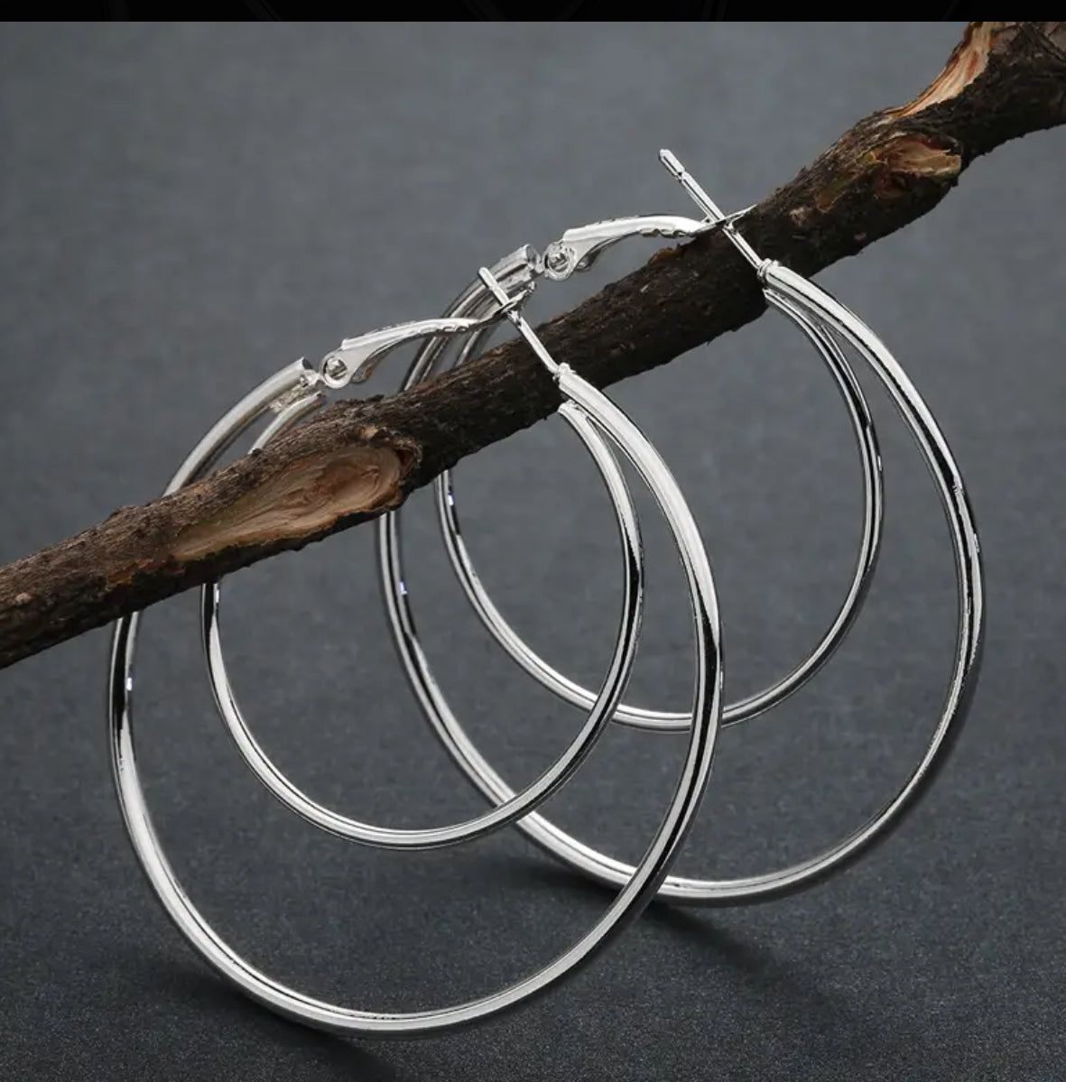 Paire De Boucles D'oreilles Exagérées En Argent Plaqué