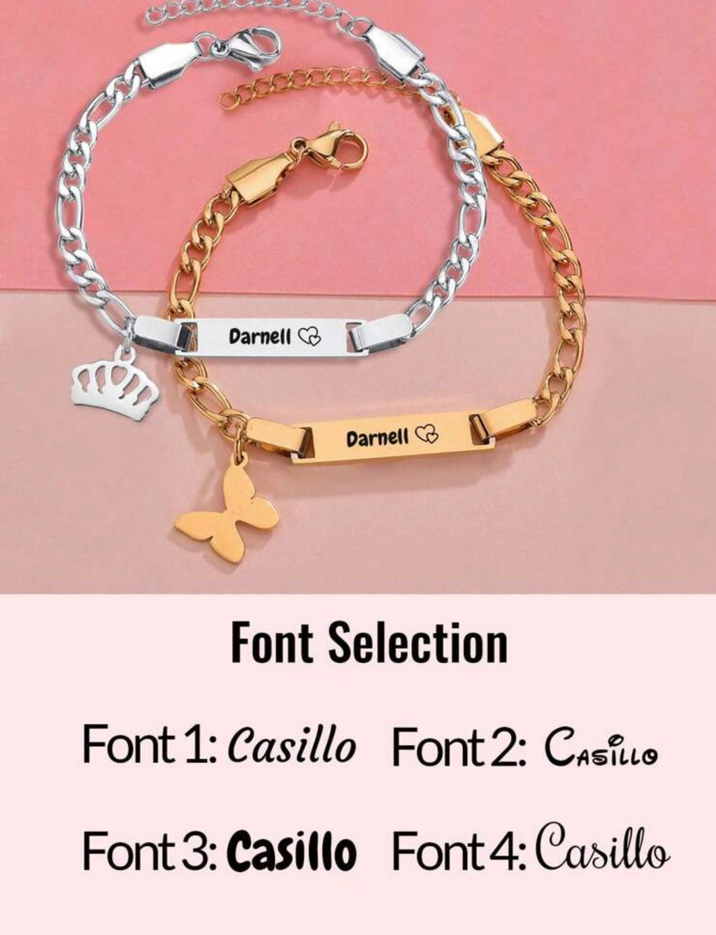 Choix de polices pour bracelet bébé personnalisé