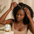 Application de l’Huile Capillaire au Romarin FATMEY sur cheveux naturels africains