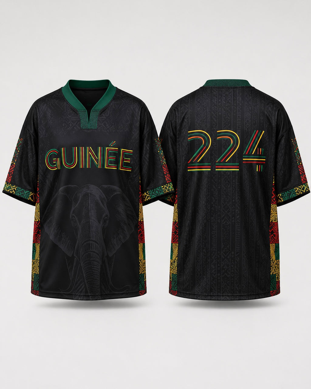 Maillot Guinée 224 noir, vue produit face et dos