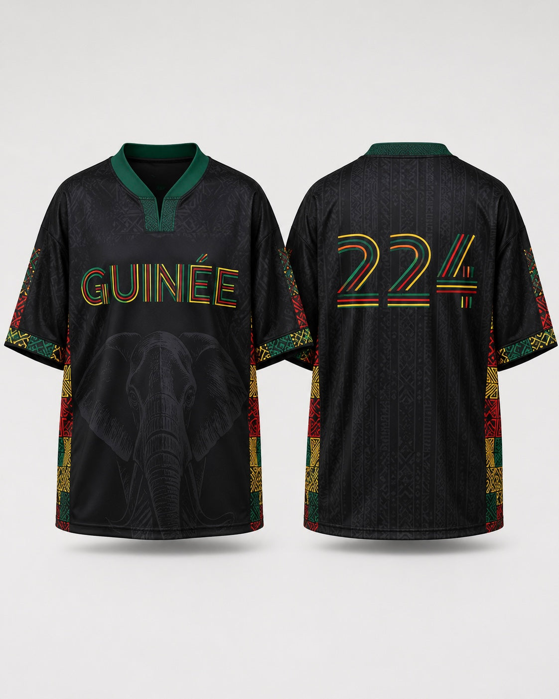 Maillot Guinée 224 noir, vue produit face et dos
