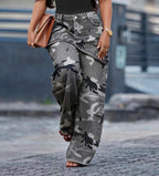 Pantalon camouflage femme gris - look porté