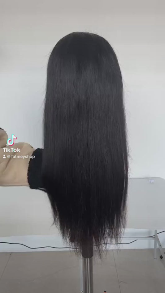 Straight wig 100% human hair 13*4 transparent lace