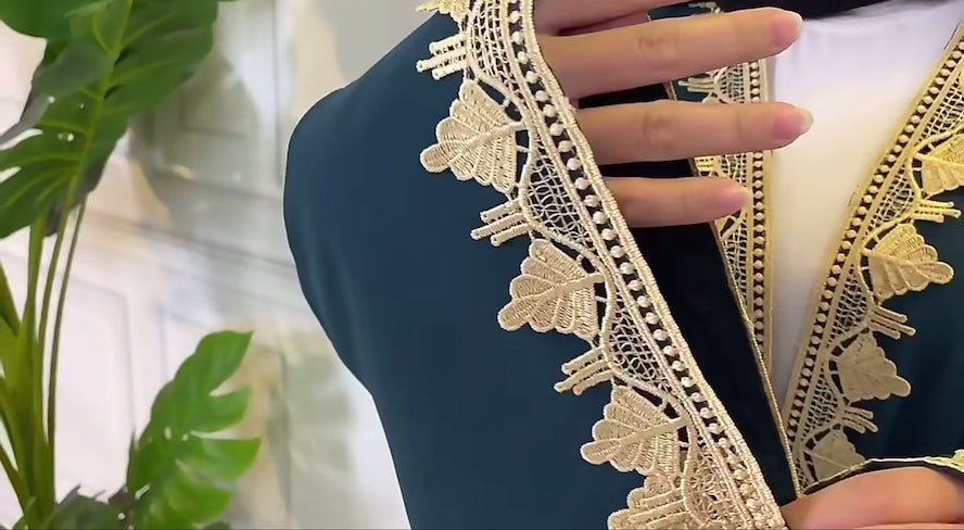Robe brodé Abaya cardigan turc