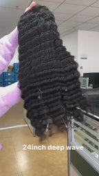 Perruque cheveux humains deep wave / wig 200% 13*4 lace transparente ( frontale)