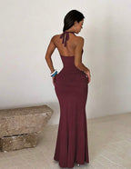 Robe longue bordeaux vue arrière