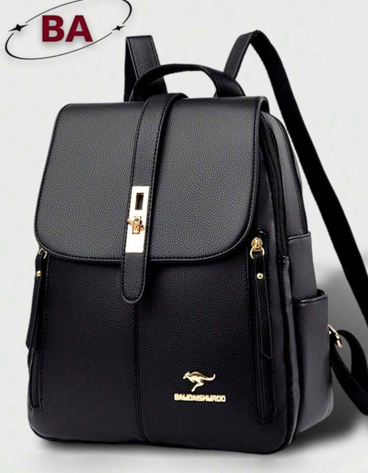 Sac à dos élégant noir multi-poches