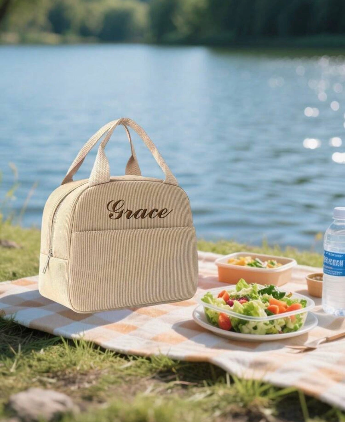 Sac repas bébé personnalisé beige