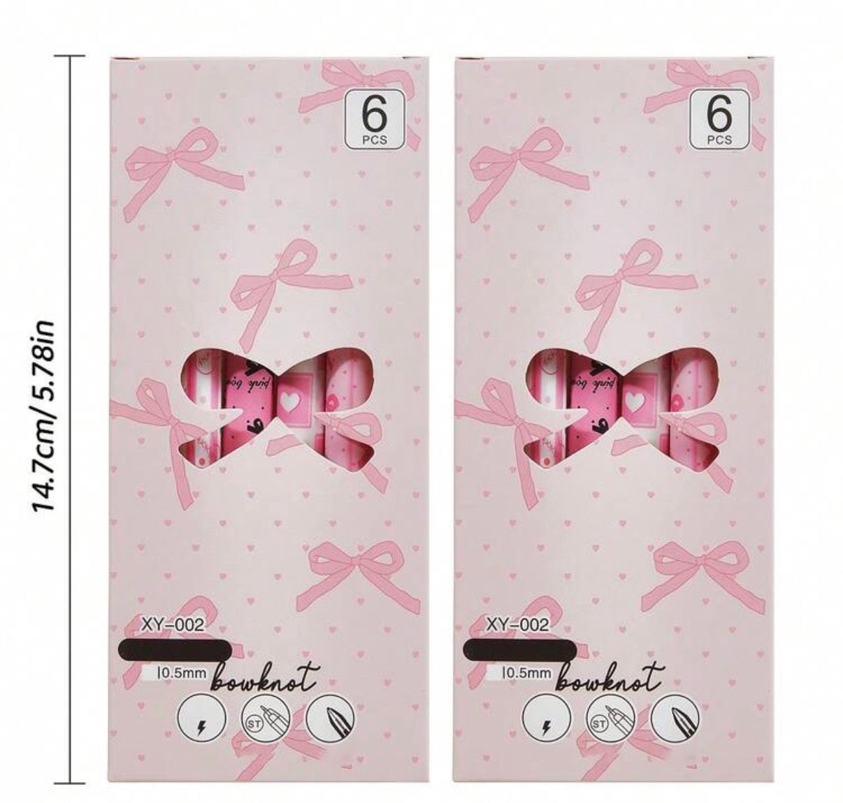 Boîte rose de 6 stylos gel rétractables 0,5 mm