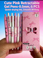 Coffret de 6 stylos gel rétractables roses, encre à séchage rapide