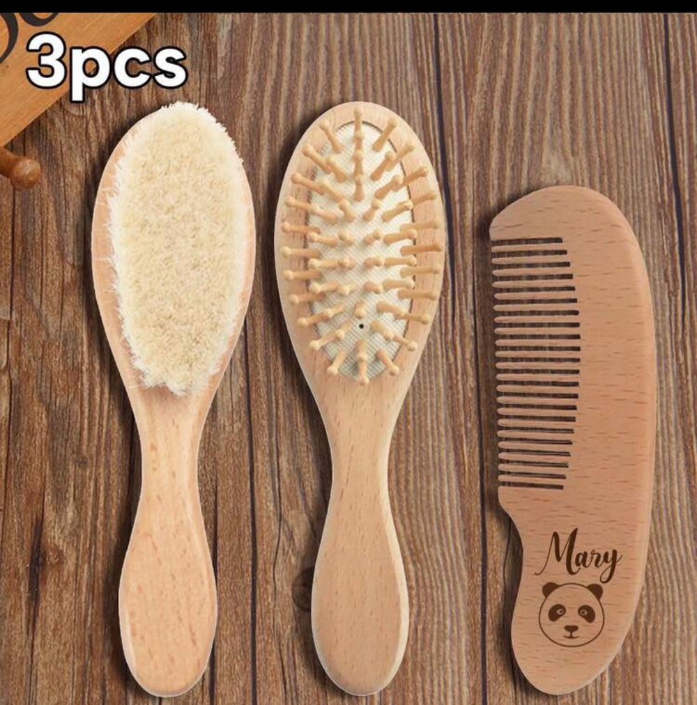 Set Bébé Personnalisé – 3 Accessoires Cheveux en Bois