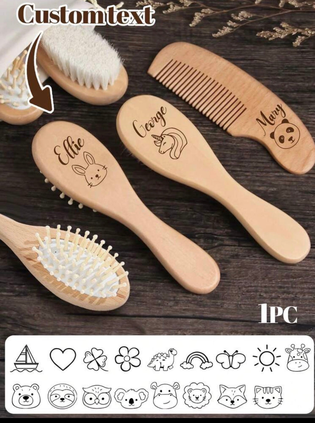 Exemple de personnalisation avec prénom et symbole sur accessoires cheveux bébé