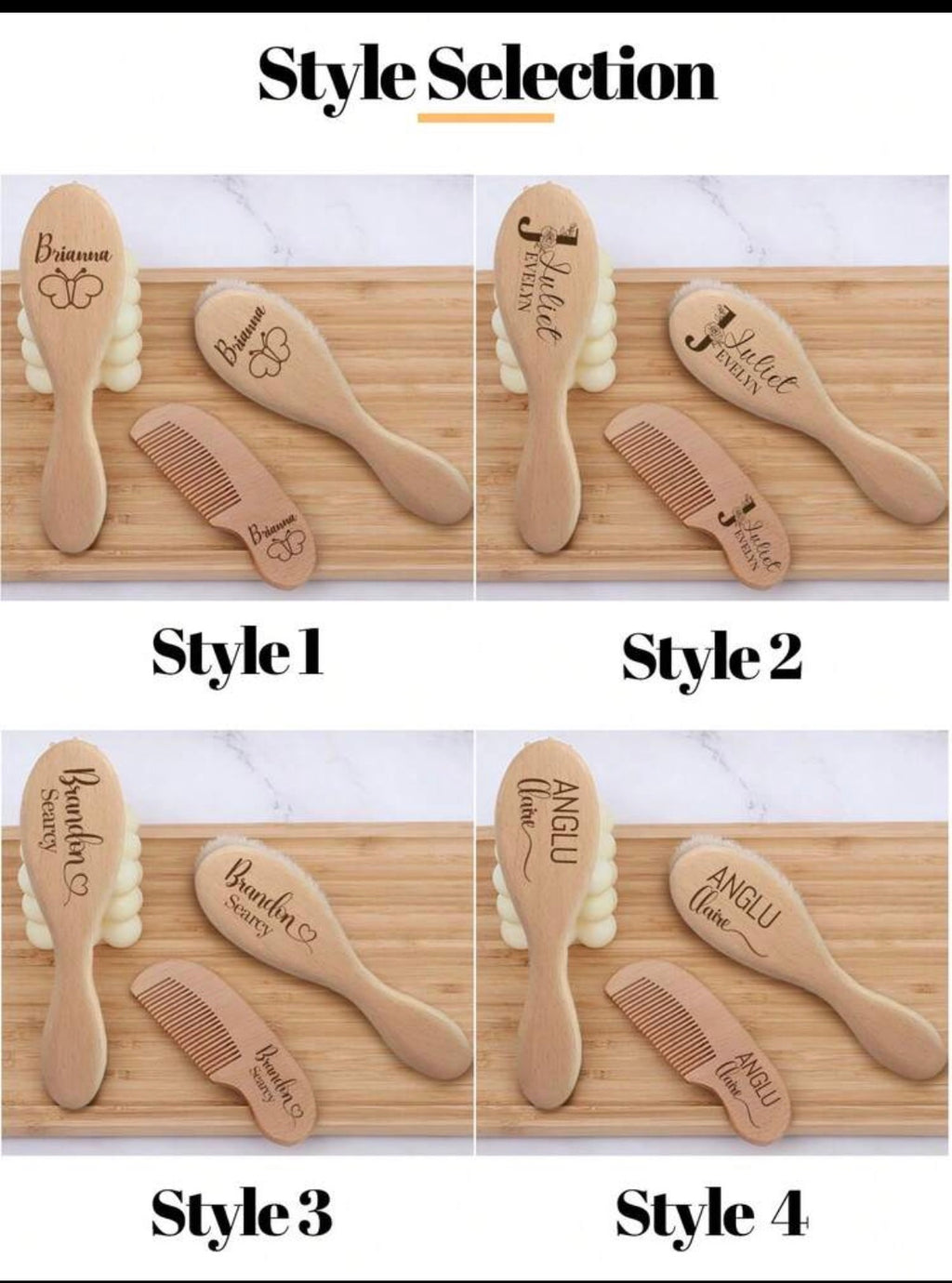 Styles de personnalisation disponibles pour le set bébé
