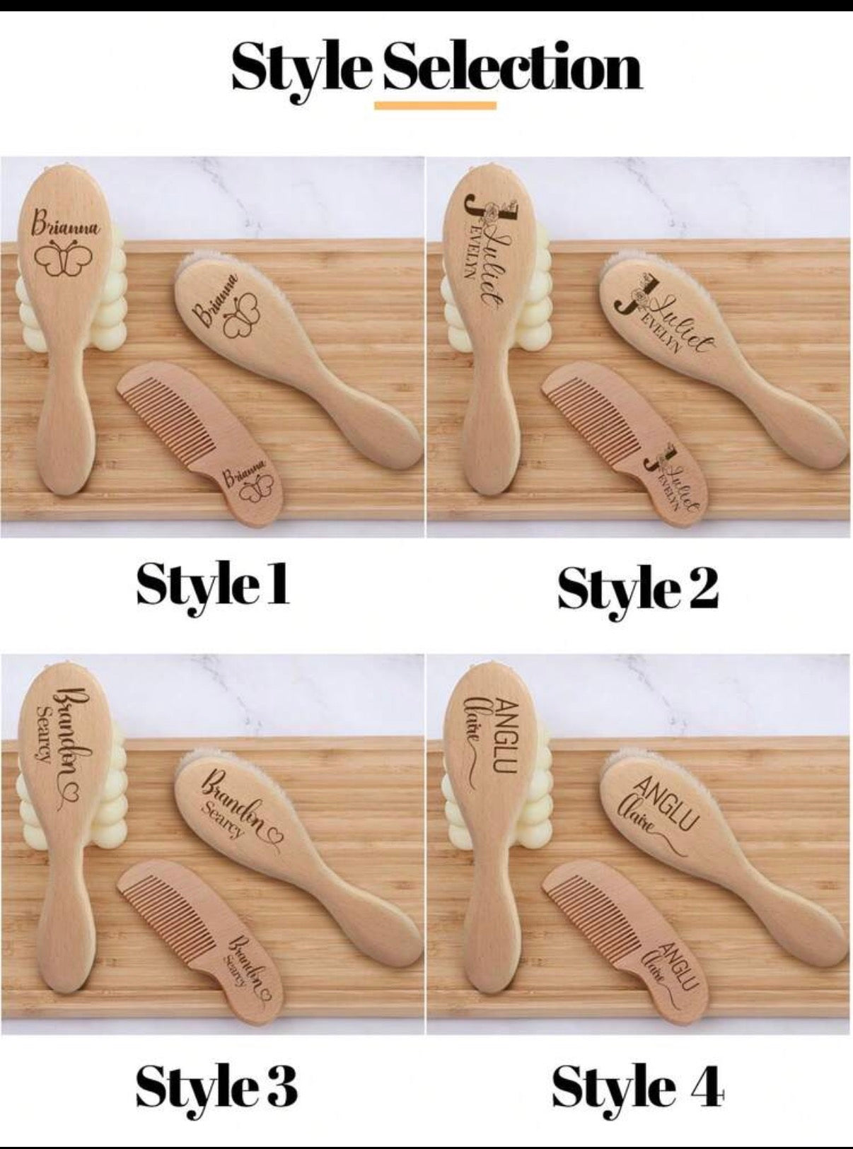 Styles de personnalisation disponibles pour le set bébé