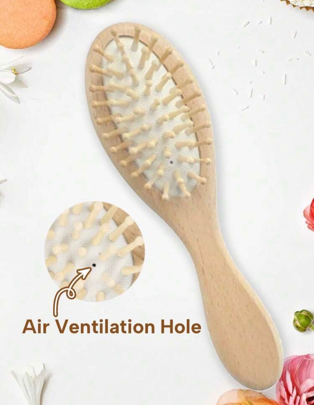 Brosse en bois avec coussin ventilé pour bébé