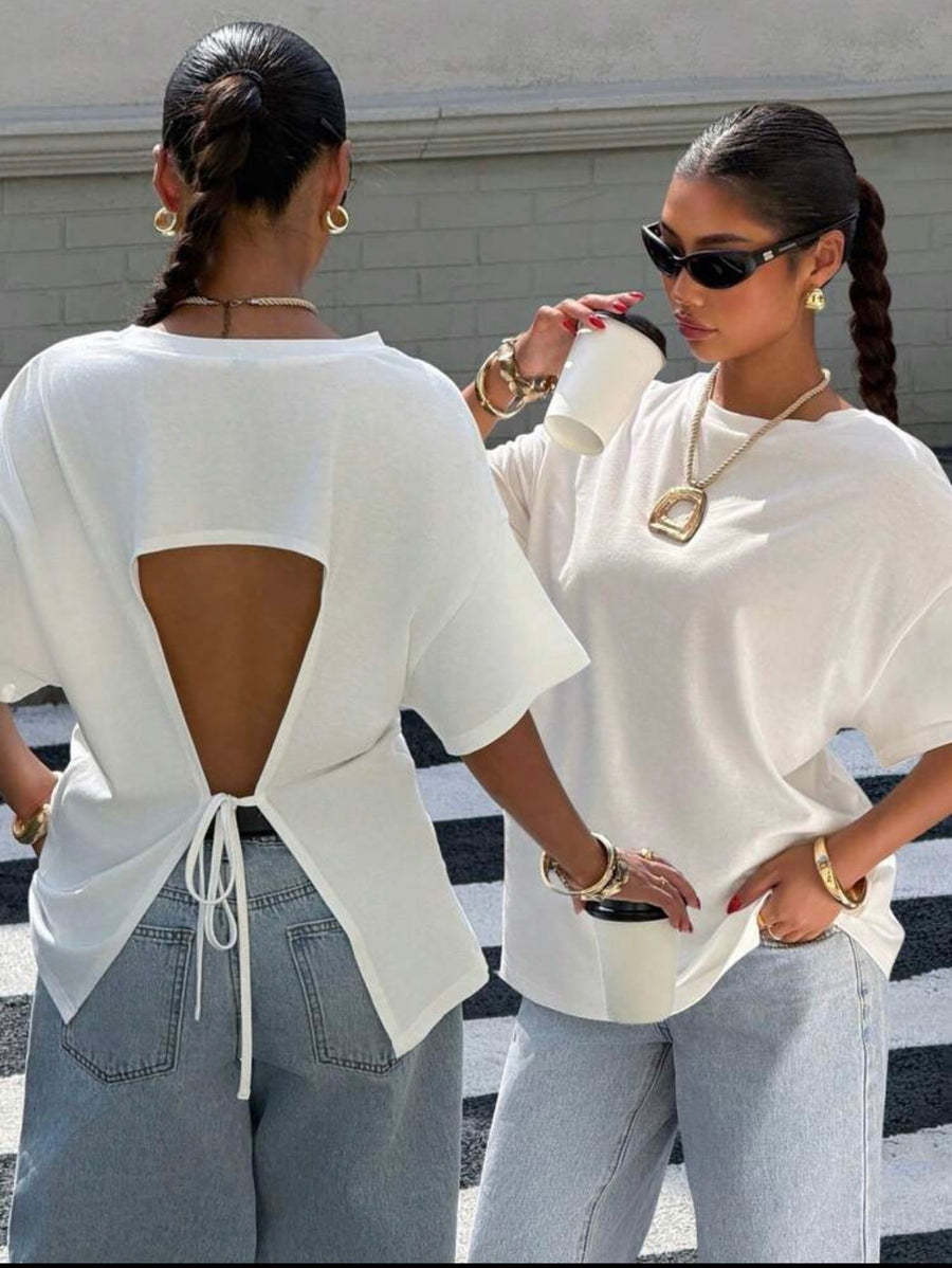 T-shirt Oversize Dos Ouvert à Nouer