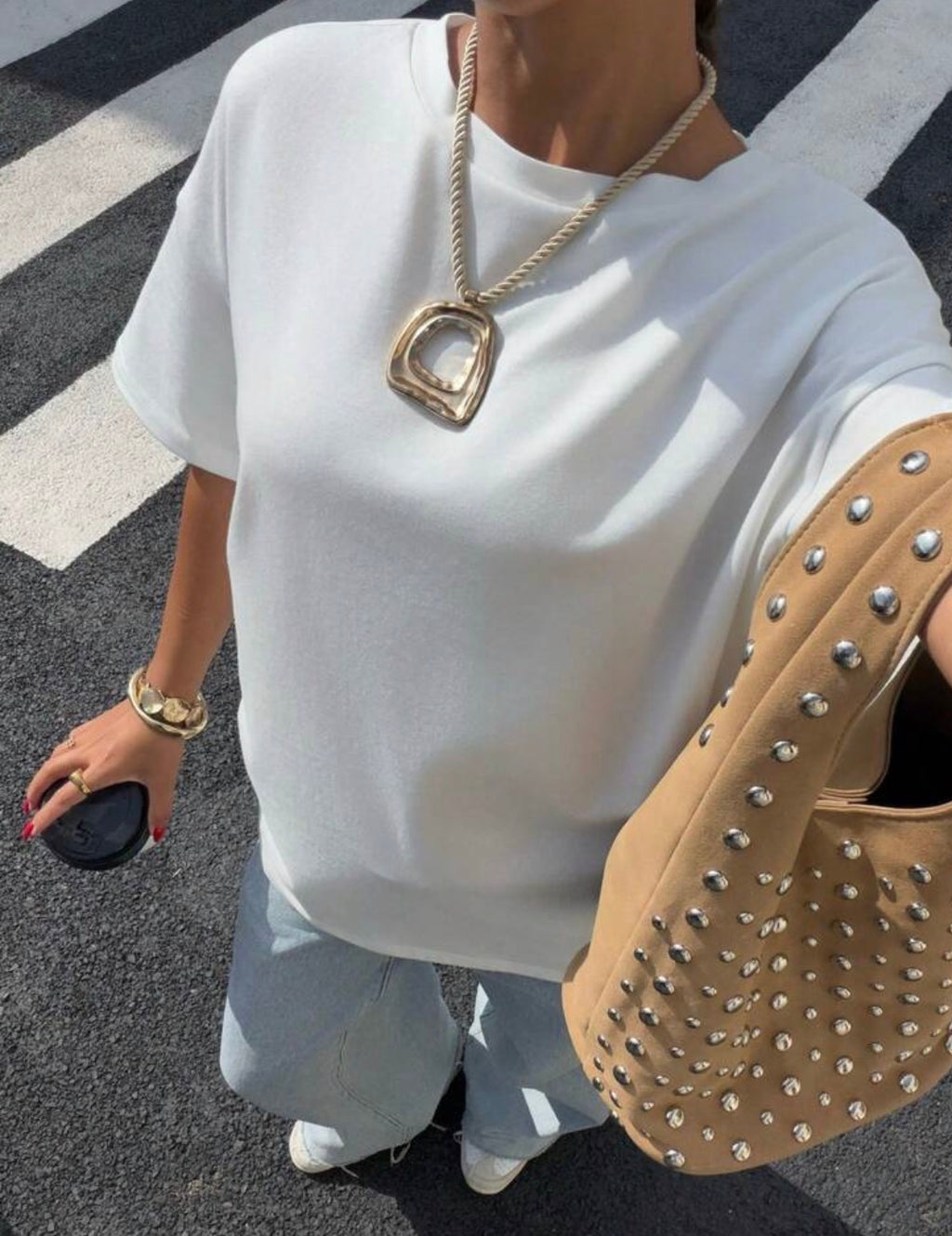 T-shirt blanc oversize femme - vue de face